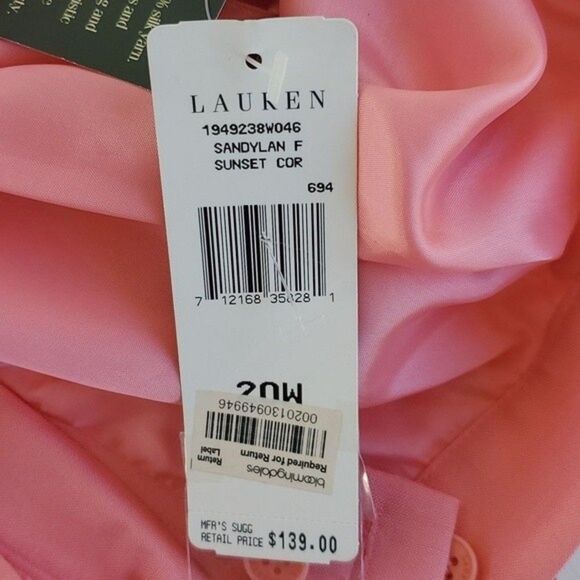 LAUREN RALPH LAUREN WOMAN SILK SUNSET CORAL PANTS PLUS 20W FLAWS - Picture 5 of 16